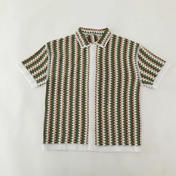 Men's Diamond Pattern Crochet Polo - FM0101000144