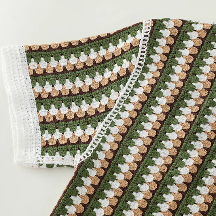 Men's Diamond Pattern Crochet Polo - FM0101000144