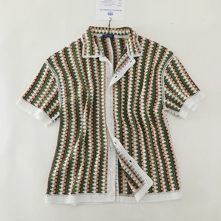 Men's Diamond Pattern Crochet Polo - FM0101000144