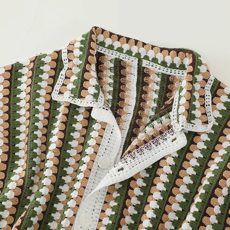 Men's Diamond Pattern Crochet Polo - FM0101000144