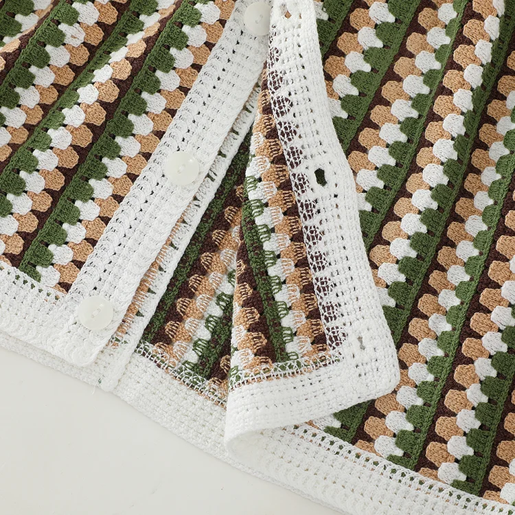 Men's Diamond Pattern Crochet Polo - FM0101000144