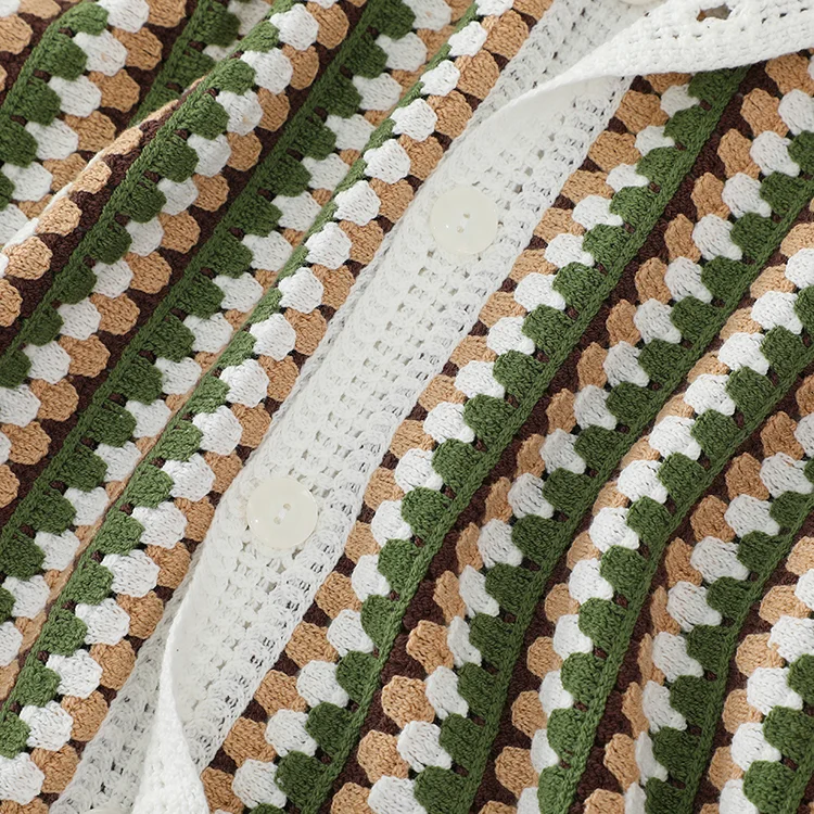 Men's Diamond Pattern Crochet Polo - FM0101000144