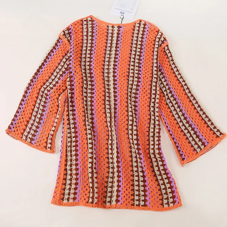 70s Retro Striped Crochet Tunic - FM0102000011