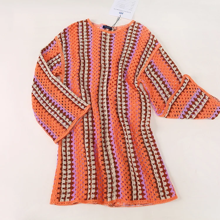 70s Retro Striped Crochet Tunic - FM0102000011