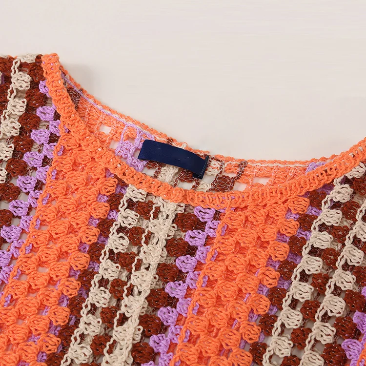 70s Retro Striped Crochet Tunic - FM0102000011