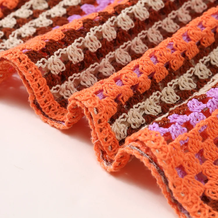 70s Retro Striped Crochet Tunic - FM0102000011