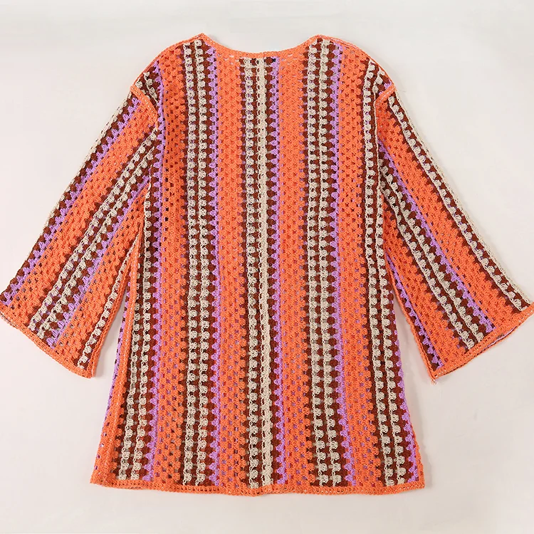 70s Retro Striped Crochet Tunic - FM0102000011