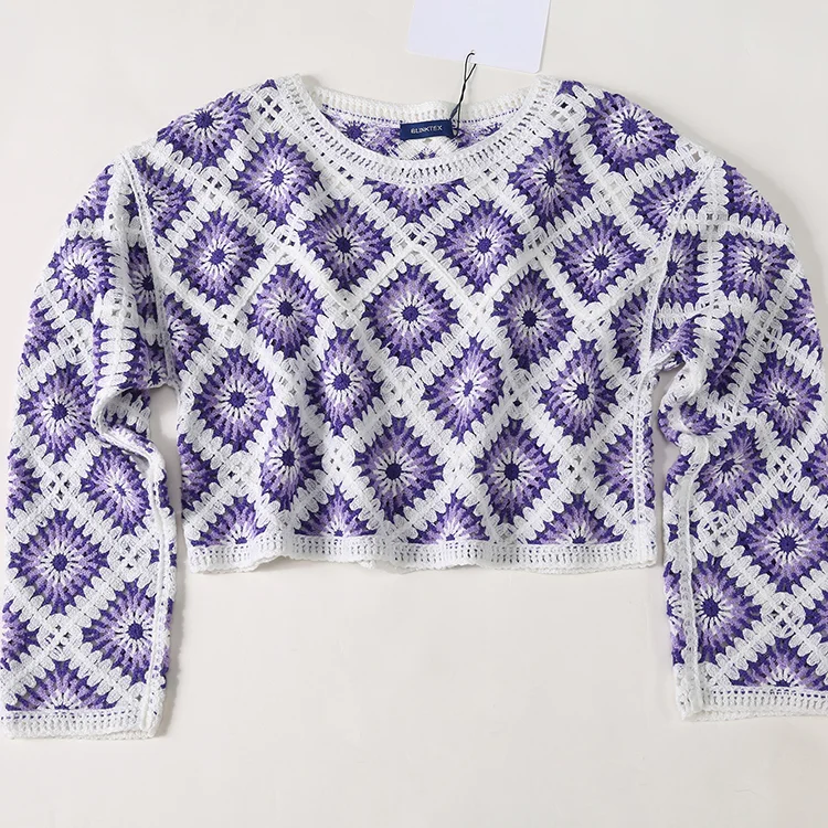 Granny Square Patchwork Crochet Sweater - FM0102000018