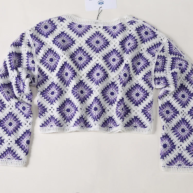 Granny Square Patchwork Crochet Sweater - FM0102000018