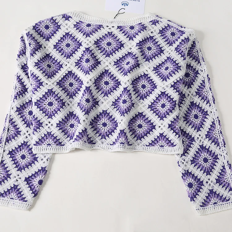 Granny Square Patchwork Crochet Sweater - FM0102000018