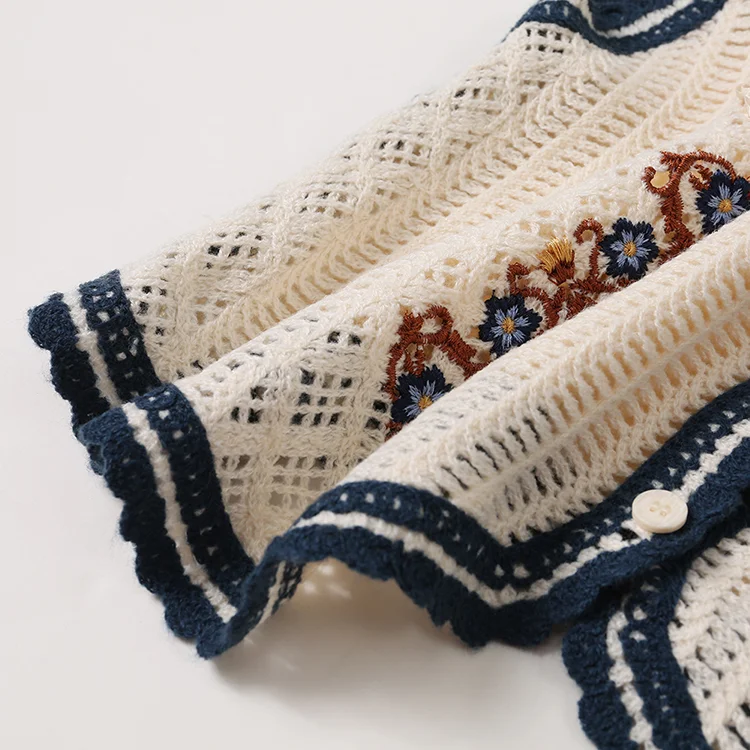 Floral Embroidered Crochet Vest - FM0102000022