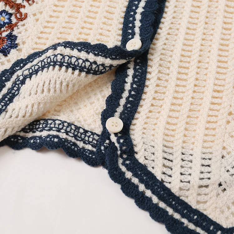 Floral Embroidered Crochet Vest - FM0102000022