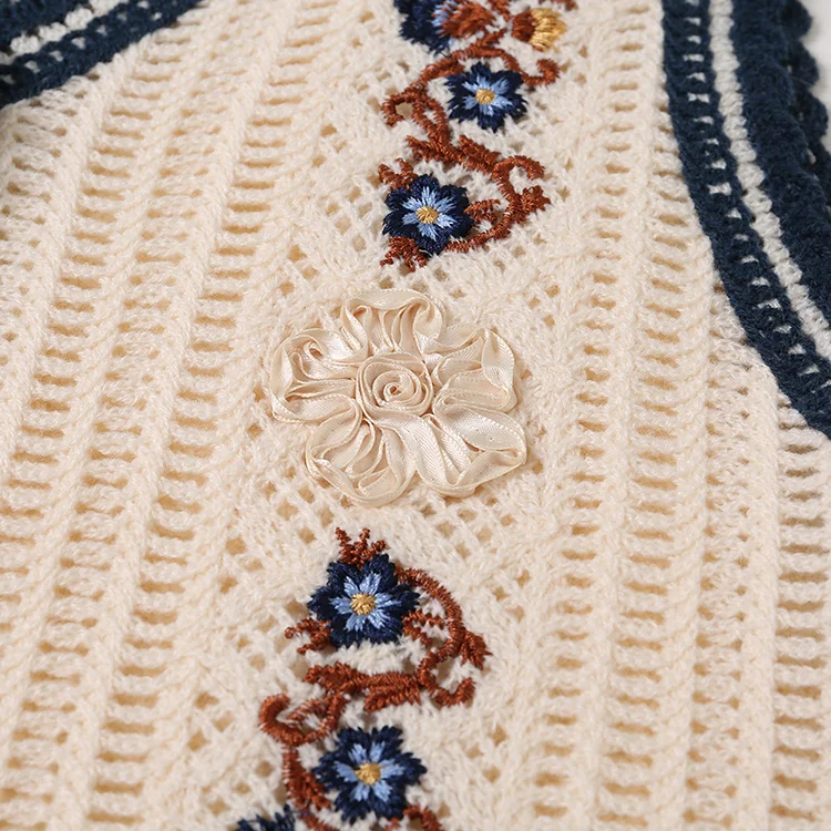 Floral Embroidered Crochet Vest - FM0102000022