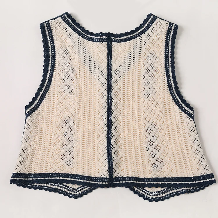 Floral Embroidered Crochet Vest - FM0102000022
