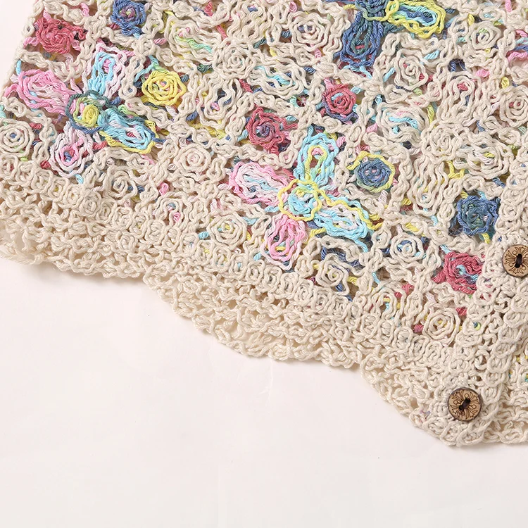 Multi-Color Floral Crochet Vest - FM0102000028