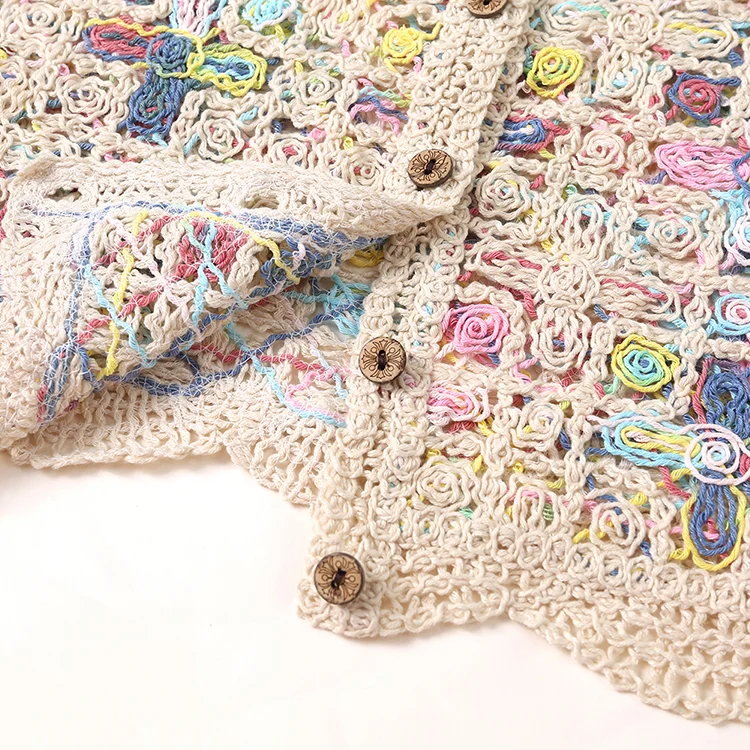 Multi-Color Floral Crochet Vest - FM0102000028