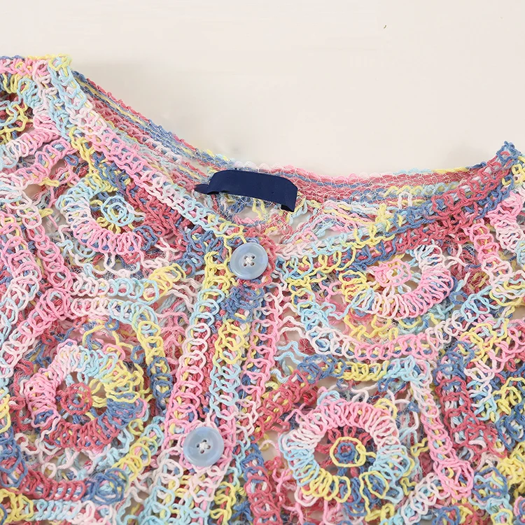 Variegated Pastel Crochet Hexagon Cardigan - FM0102000029