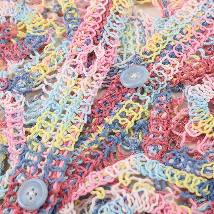 Variegated Pastel Crochet Hexagon Cardigan - FM0102000029