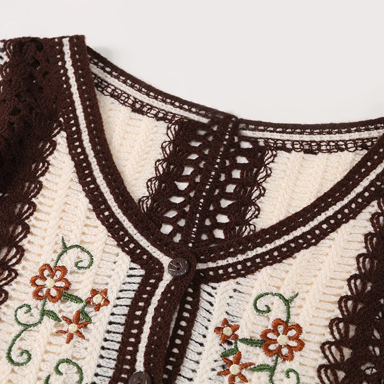 Floral Embroidered Crochet Cardigan - FM0102000041