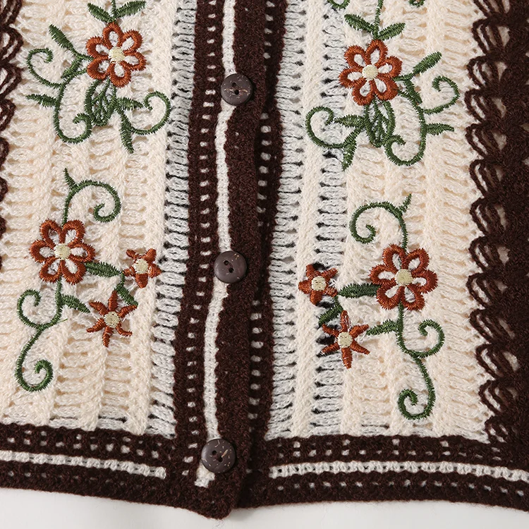 Floral Embroidered Crochet Cardigan - FM0102000041