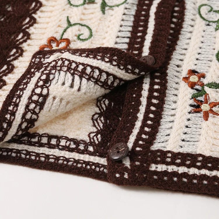 Floral Embroidered Crochet Cardigan - FM0102000041
