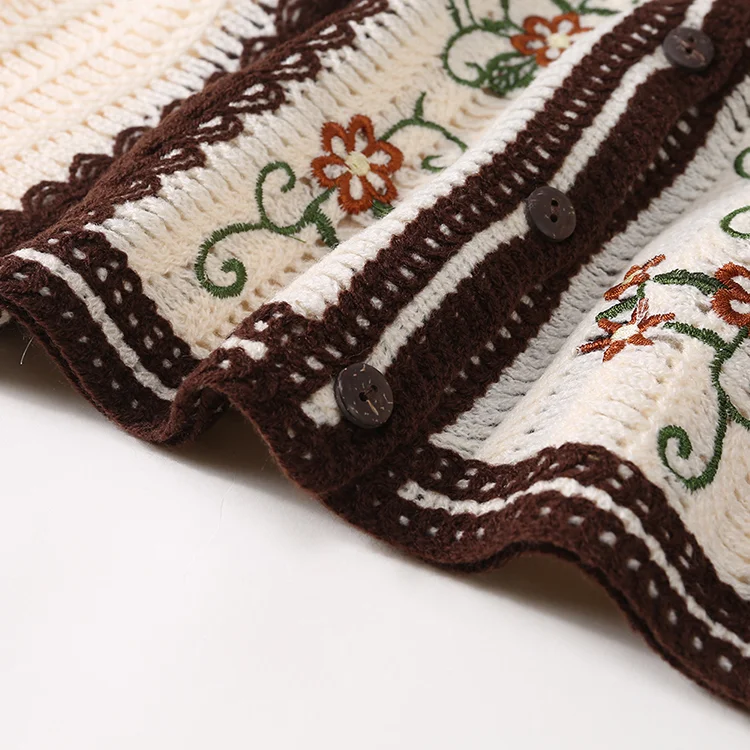 Floral Embroidered Crochet Cardigan - FM0102000041