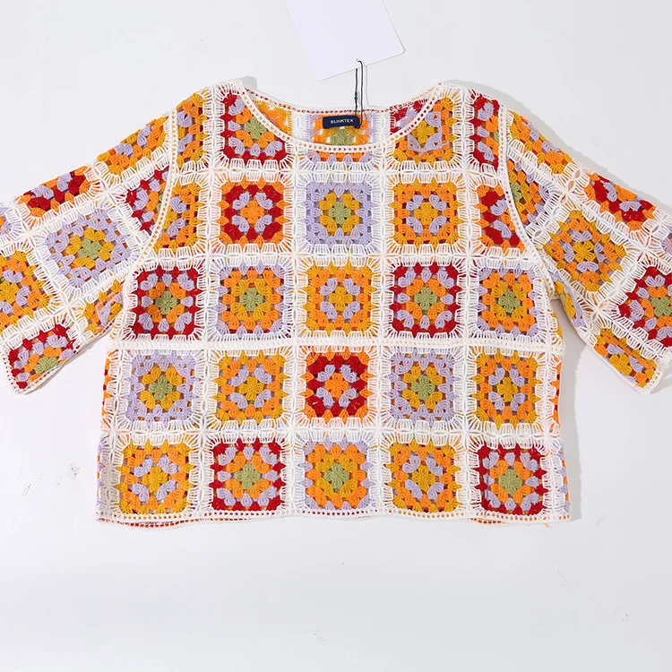 Multi-Color Granny Square Crochet Top - FM0102000100