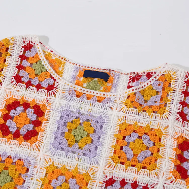 Multi-Color Granny Square Crochet Top - FM0102000100