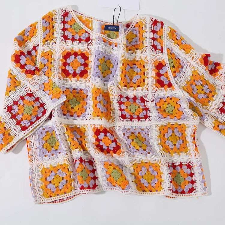 Multi-Color Granny Square Crochet Top - FM0102000100