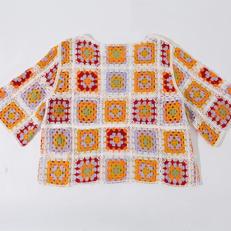 Multi-Color Granny Square Crochet Top - FM0102000100