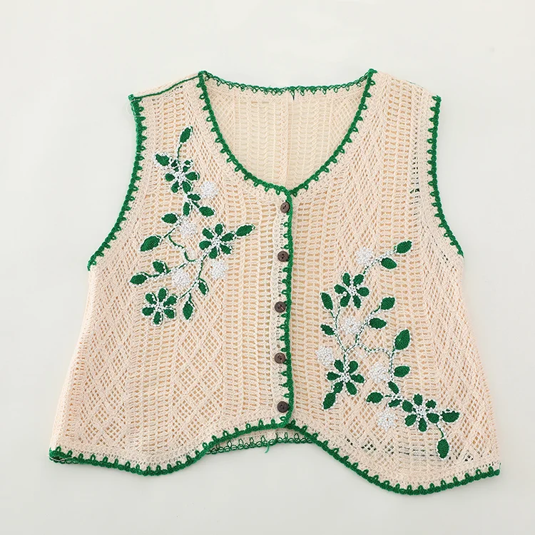 Floral Crochet Cardigan Vest - FM0102000103