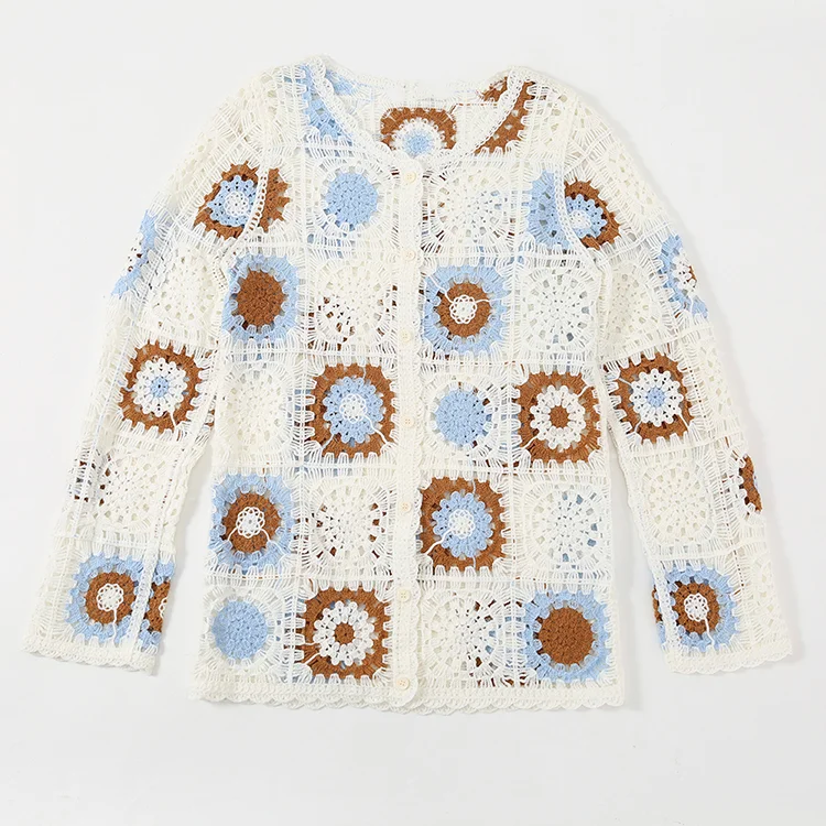 Floral Patchwork Crochet Cardigan - FM0102000104