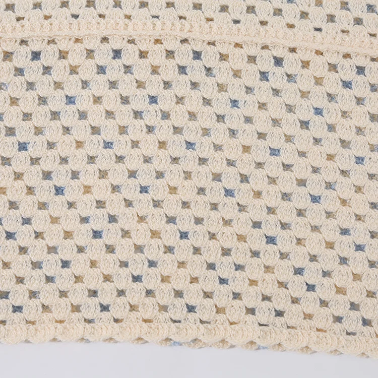 Two-Tone Grid Pattern Crochet Vest - FM0102000113