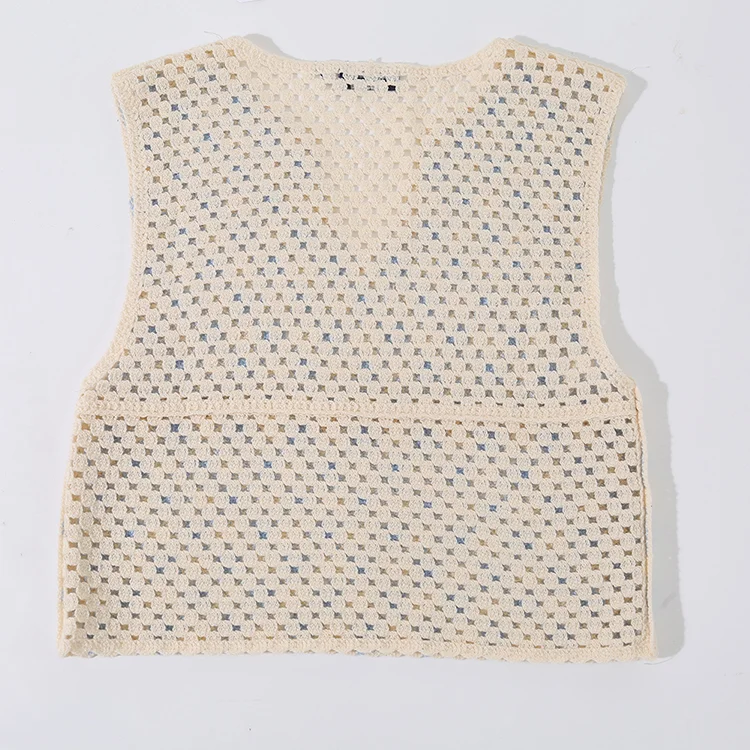 Two-Tone Grid Pattern Crochet Vest - FM0102000113