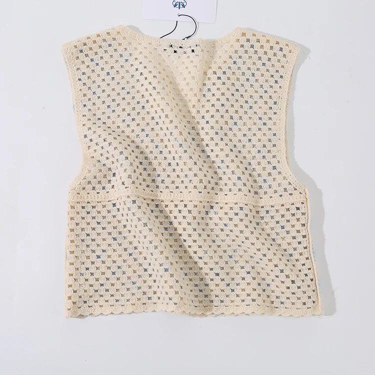 Two-Tone Grid Pattern Crochet Vest - FM0102000113