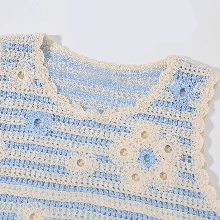 Asymmetric Floral Crochet Vest - FM0102000114