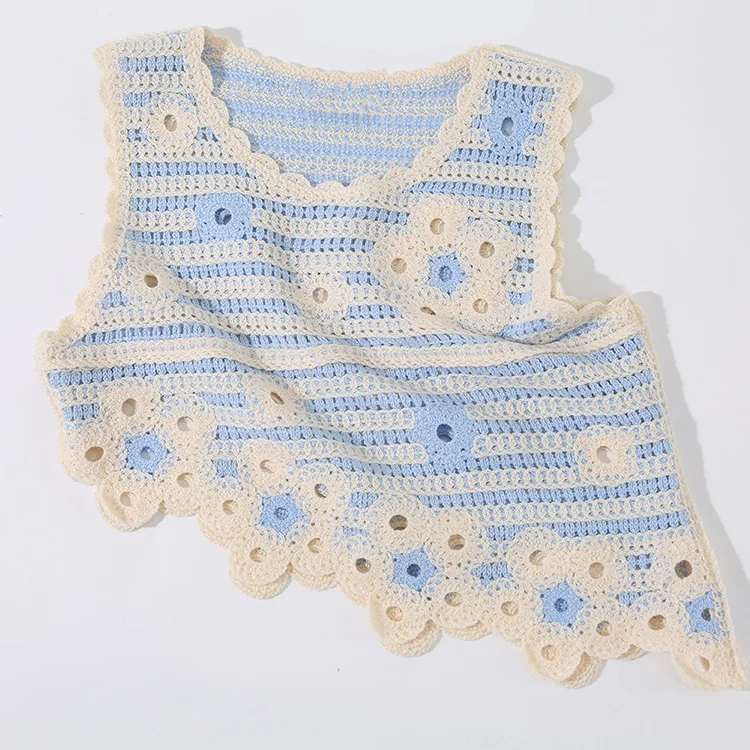 Asymmetric Floral Crochet Vest - FM0102000114