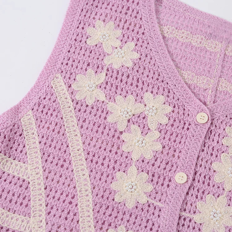 Floral Crochet Vest with Fringe - FM0102000116