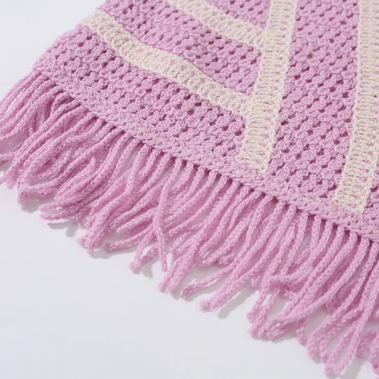 Floral Crochet Vest with Fringe - FM0102000116