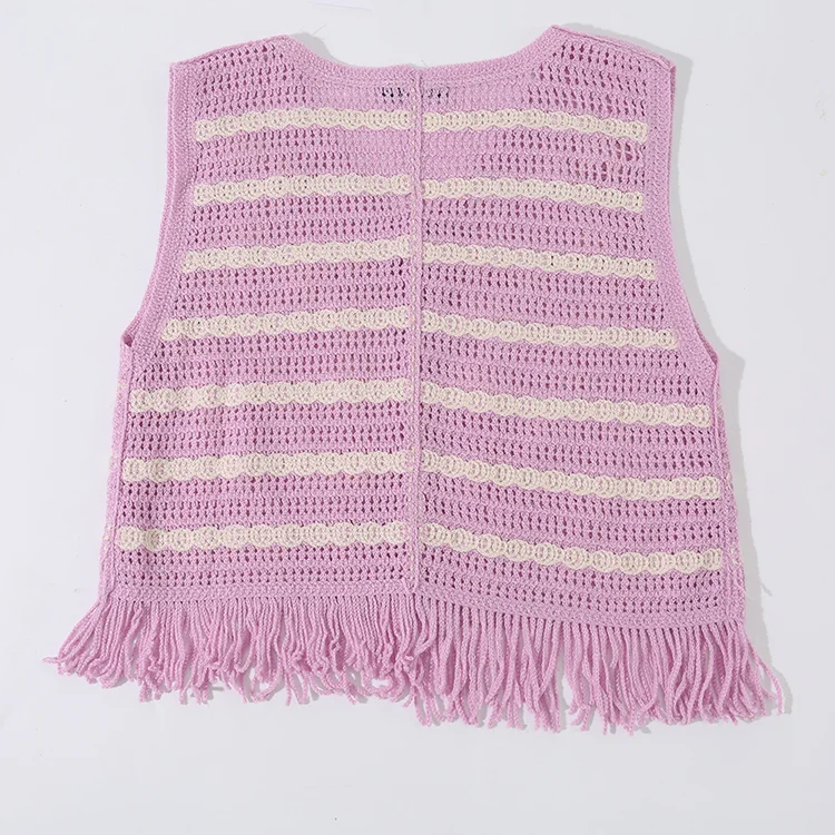 Floral Crochet Vest with Fringe - FM0102000116