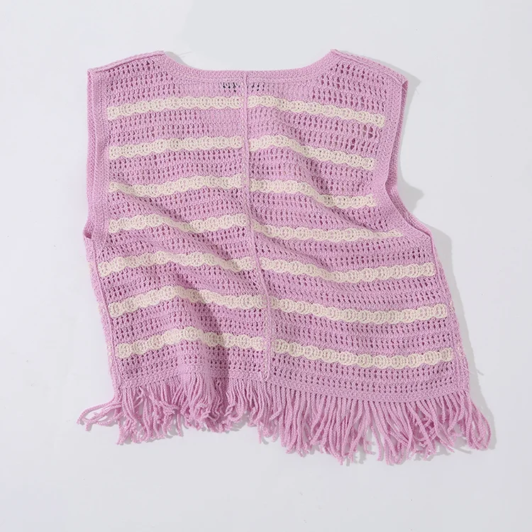 Floral Crochet Vest with Fringe - FM0102000116