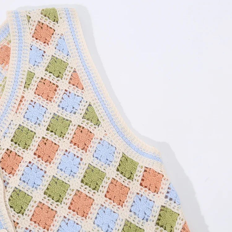 Pastel Checkered Crochet Vest - FM0102000117