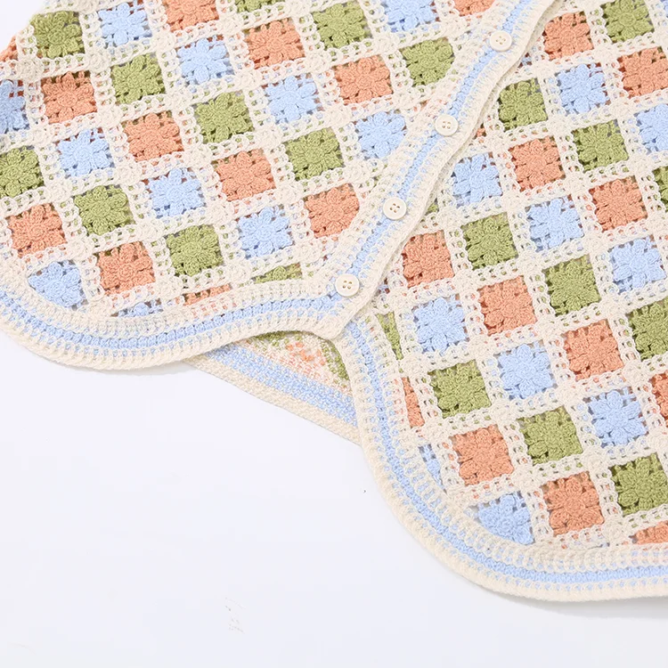 Pastel Checkered Crochet Vest - FM0102000117