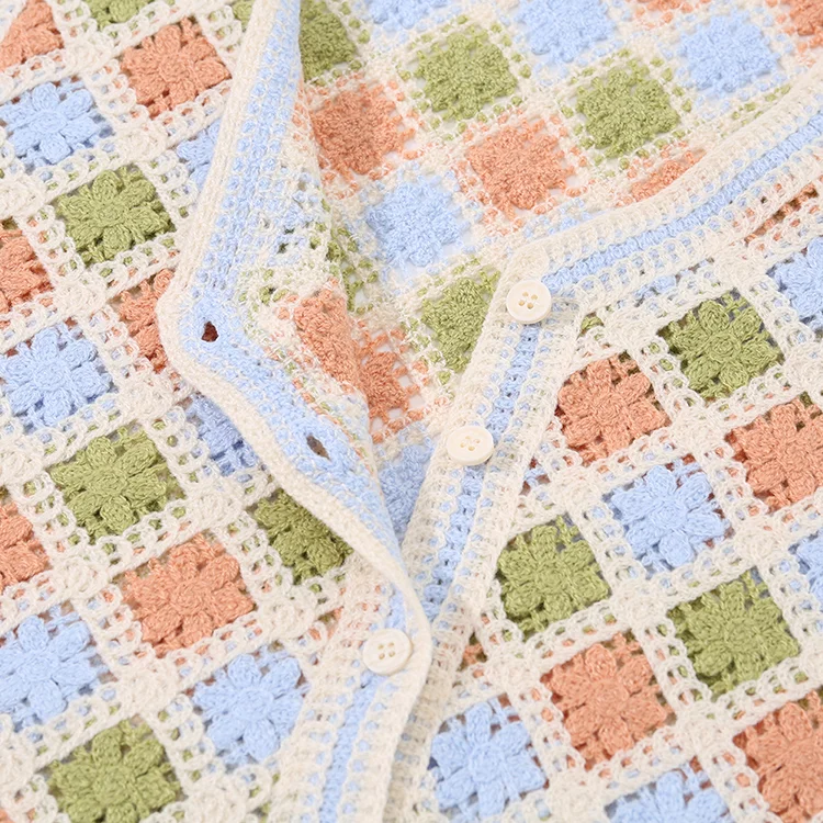 Pastel Checkered Crochet Vest - FM0102000117