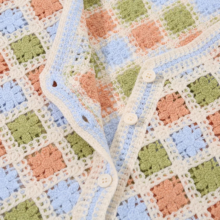 Pastel Checkered Crochet Vest - FM0102000117