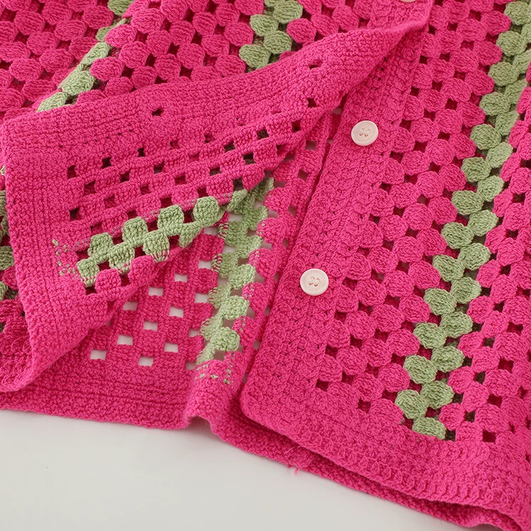 Striped Granny Stitch Crochet Shirt - FM0102000147