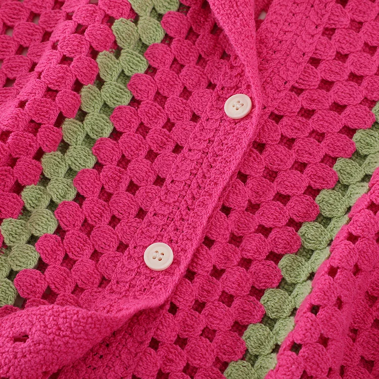 Striped Granny Stitch Crochet Shirt - FM0102000147