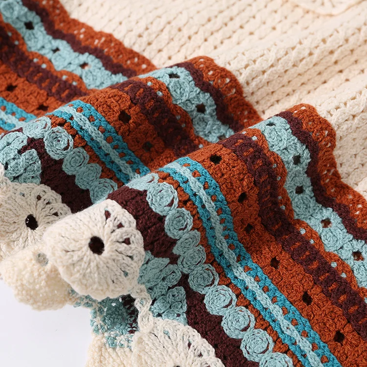 Striped Boho Crochet Knit Crop Top - FM0102000149