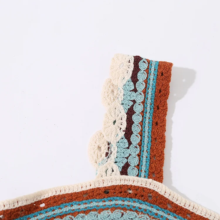 Striped Boho Crochet Knit Crop Top - FM0102000149