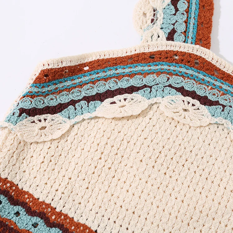 Striped Boho Crochet Knit Crop Top - FM0102000149